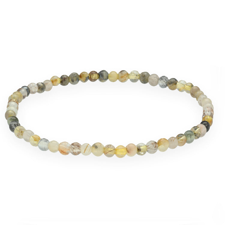 Rutilated quartz mini bead bracelet | 4 mm