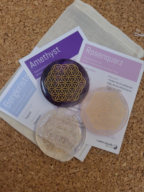 Flower of Life Disc Stone Set in a Pouch