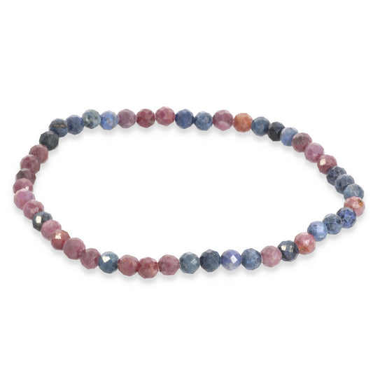 Rubin-Saphir | Hochwertiges Kugelarmband | 4 mm