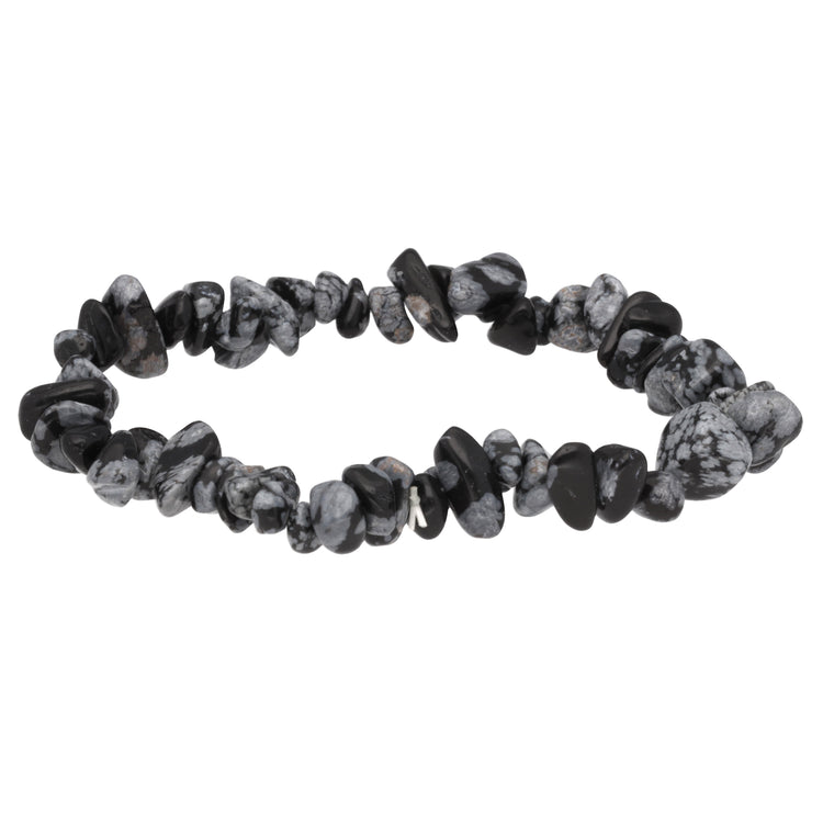 Snowflake obsidian chip bracelet
