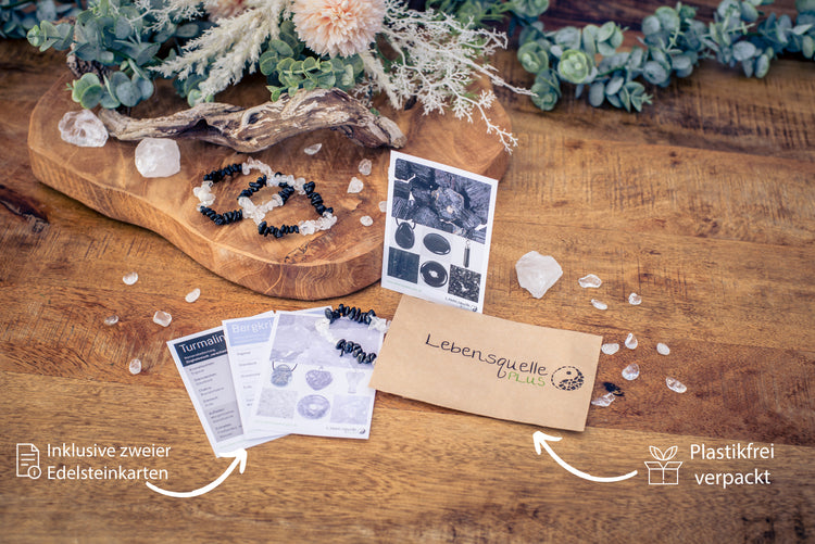 Bergkristall + Schörl Splitterarmband