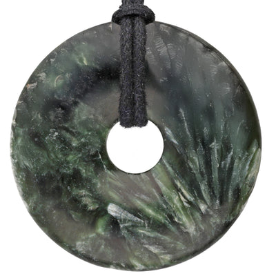 Seraphinite Donut Pendant | 40 mm Pendant + Cotton Cord