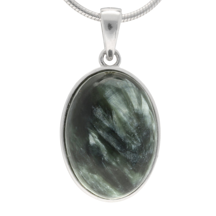 Seraphinite pendant (oval) set in silver