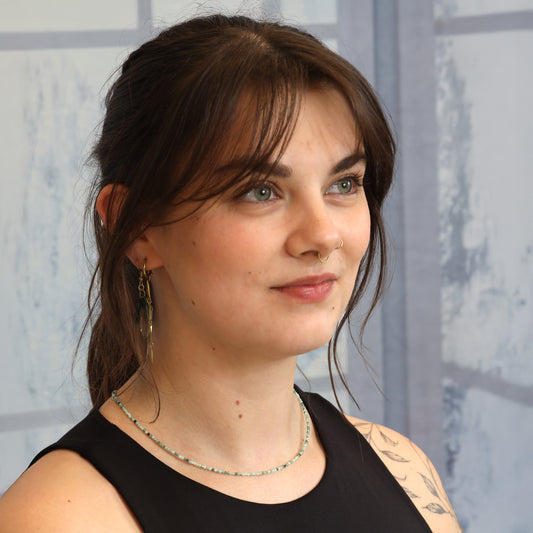 Smaragd Perlenkette facettiert | 45 cm + Verschluss