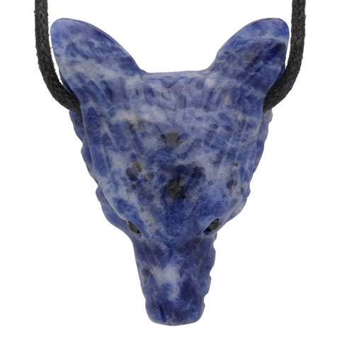 Sodalite Wolf Head Pendant