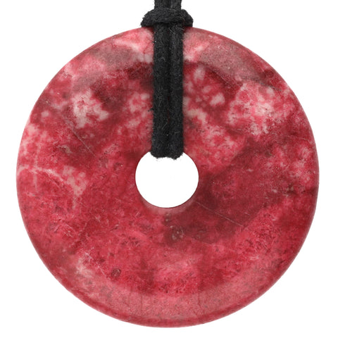 Thulite Donut Pendant | 40 mm Pendant + Cotton Cord