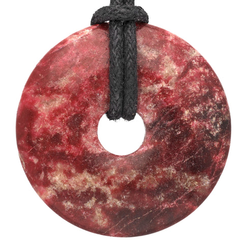 Thulite Donut Pendant | 30 mm Pendant + Cotton Cord