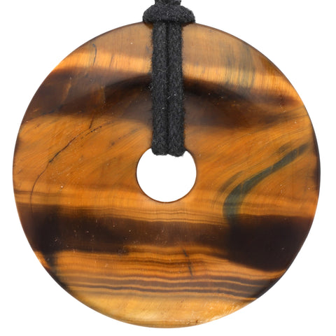 Tiger's eye Donut pendant | 40 mm Pendant + Cotton cord