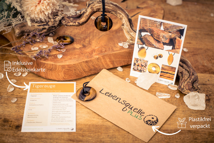 Tigerauge Donut | 30 mm Anhänger + Baumwollband