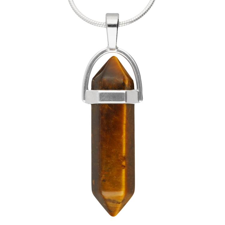 Tiger's eye | Double point, set | Silver-colored eyelet