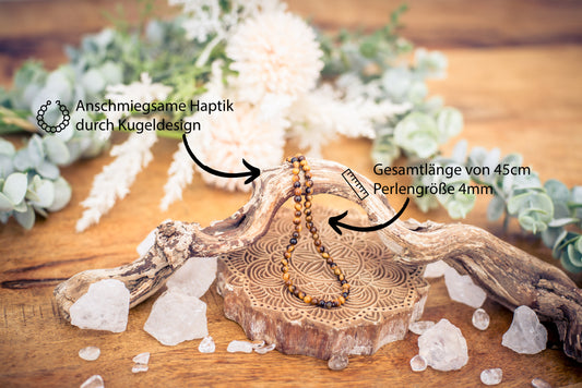 Tiger's eye ball chain | Ø 4mm with 925 silver clasp | 45cm