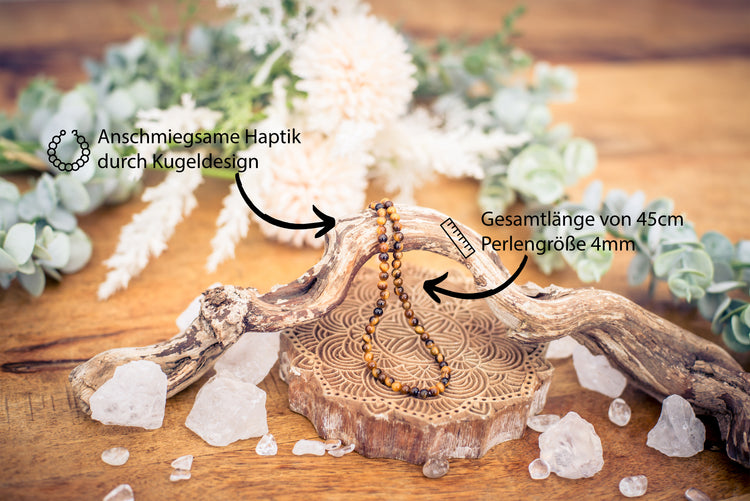 Tiger's eye ball chain | Ø 4mm with 925 silver clasp | 45cm