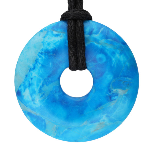 Turquoise (reconstructed) donut | 30 mm pendant + cotton cord