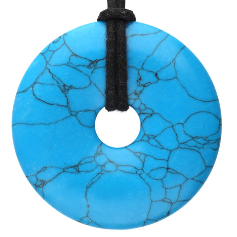 Turquoise (Reconstructed) Donut Pendant | 40 mm Pendant + Cotton Cord