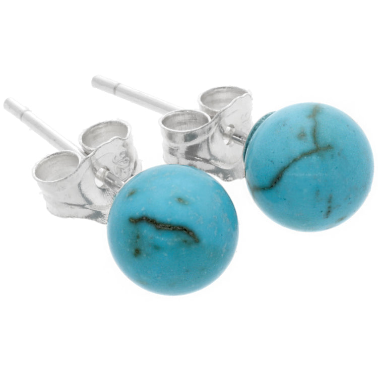 Turquoise stud earrings 6 mm | 925 silver