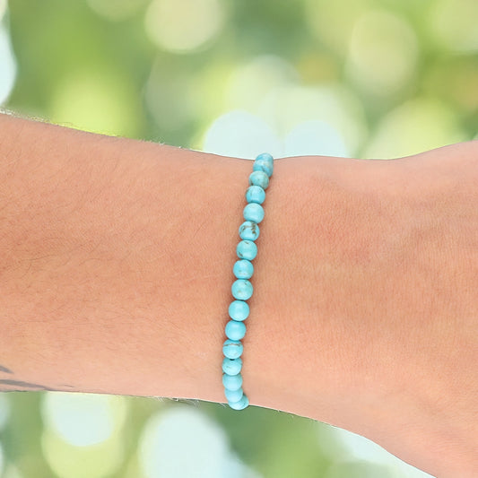 Turquoise rectangle mini bead bracelet | 4 mm
