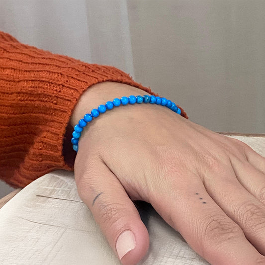 Turquoise rectangle mini bead bracelet | 4 mm