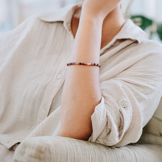 Tourmaline, colorful | Mini bead bracelet | 4 mm