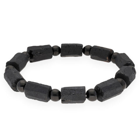 Crystal bracelet with bead element 19 cm | Tourmaline, black (Schorl) | 6 mm beads