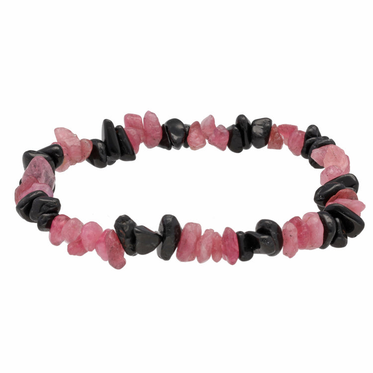 Turmalin, Splitterarmband schwarz (Schörl) + Rot (Rubellit)
