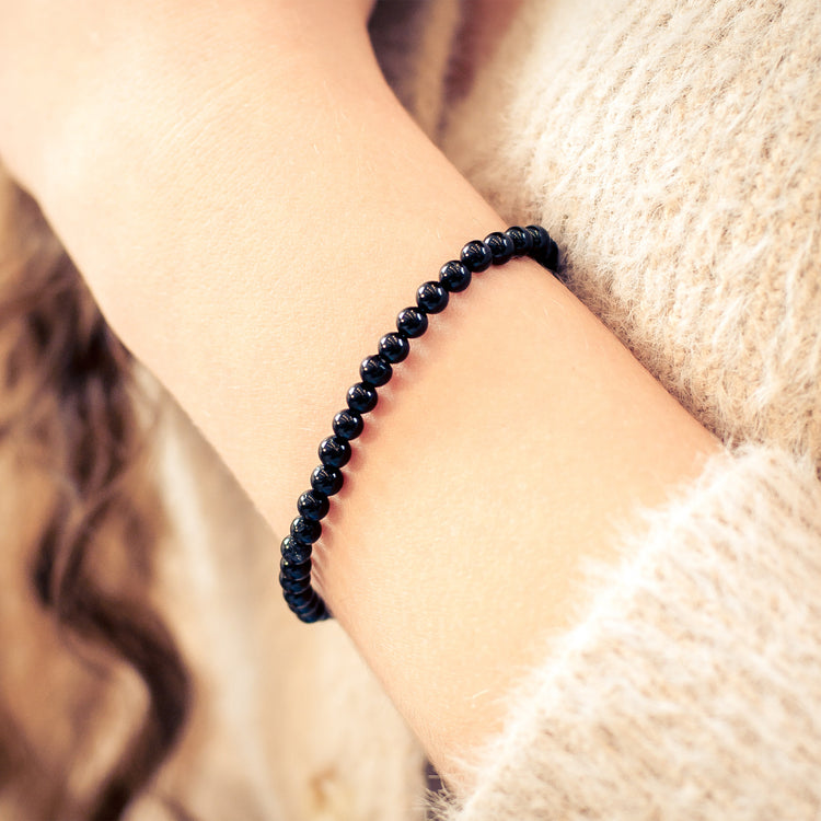 Tourmaline, black (Schörl) mini ball bracelet | 4mm 