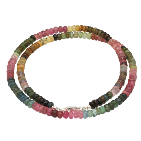 Multicolored Tourmaline faceted necklace | 45 cm + clasp