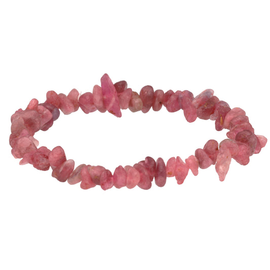 Tourmaline, red (rubellite) chip bracelet