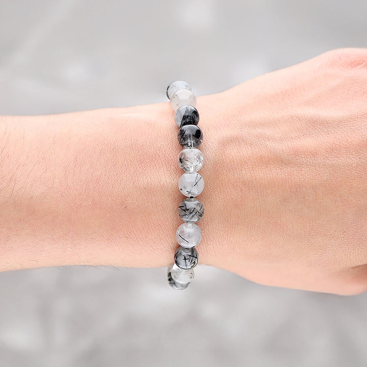 Tourmaline quartz bead bracelet | 8 mm