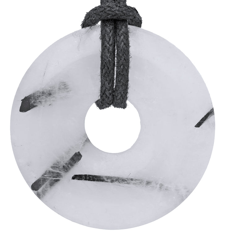 Tourmaline quartz donut | 30 mm pendant + cotton cord