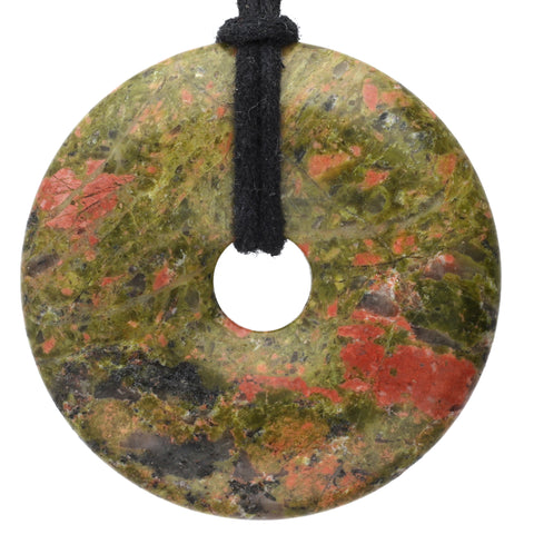 Unakite Donut | 40 mm Pendant + Cotton Cord