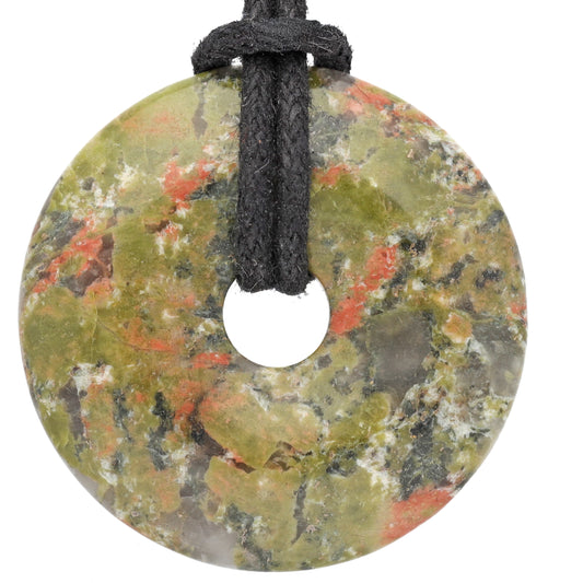 Unakite Donut | 30 mm pendant + cotton cord