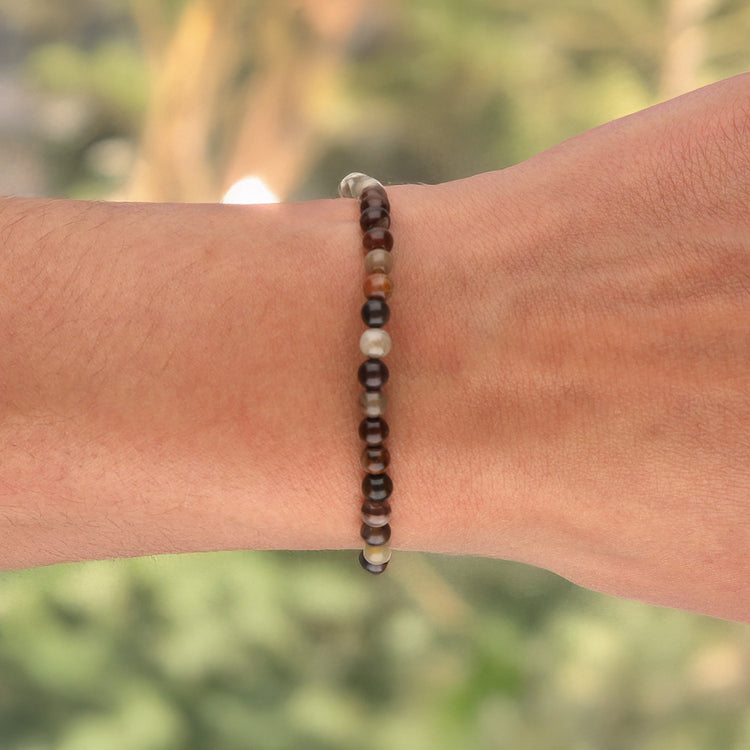 Petrified Wood Mini Bead Bracelet | 4 mm