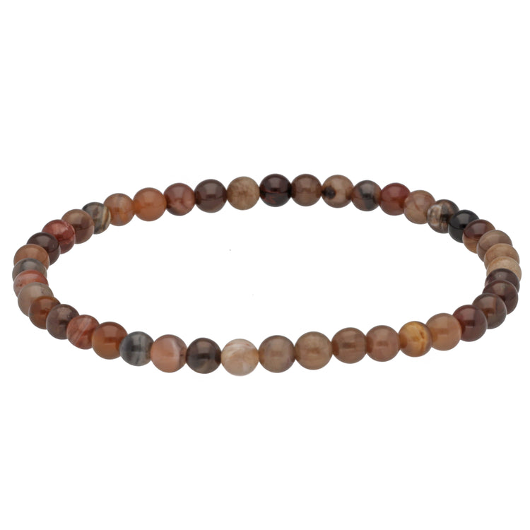 Petrified Wood Mini Bead Bracelet | 4 mm