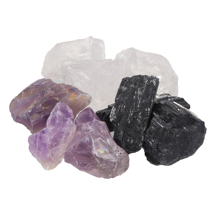 Water Stones "Protection" Mixture | Schorl + Amethyst + Rock Crystal