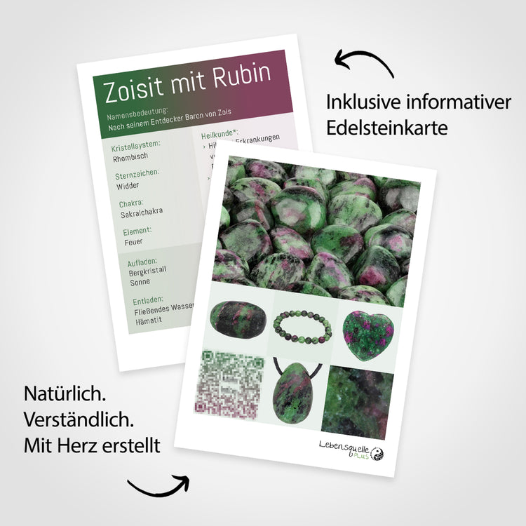 Zoisite with Ruby Tumbled Stone