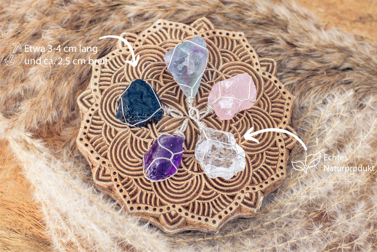 Fluorite, set rough stone pendant