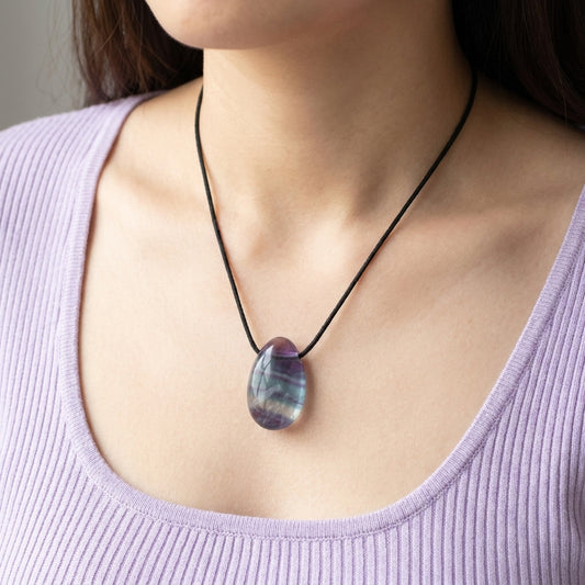 Fluorite, multicolored drop pendant