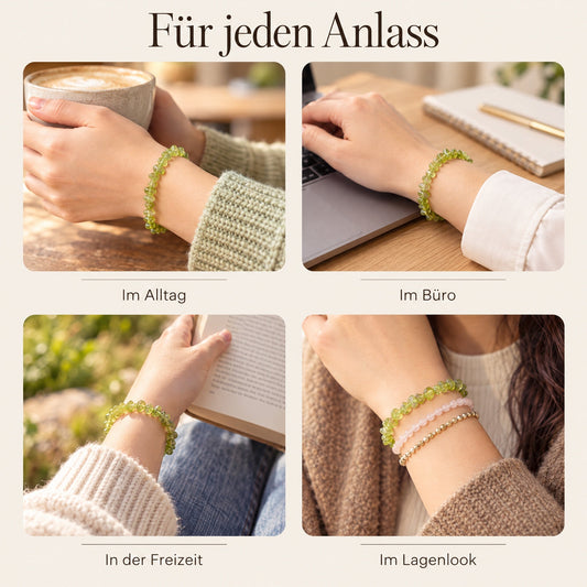 Peridot Splitterarmband – getragen – für jeden Anlass