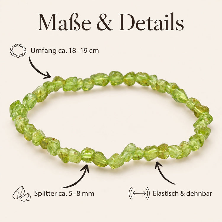 Peridot Splitterarmband – Maße & Details