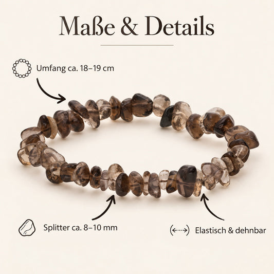 Rauchquarz Splitterarmband – Maße & Details