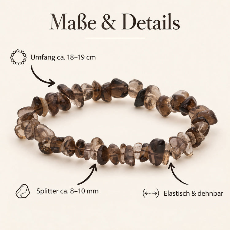 Rauchquarz Splitterarmband – Maße & Details