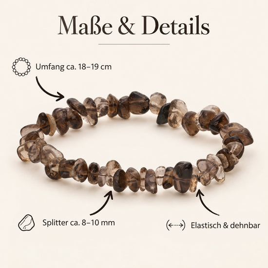 Rauchquarz Splitterarmband – Maße & Details