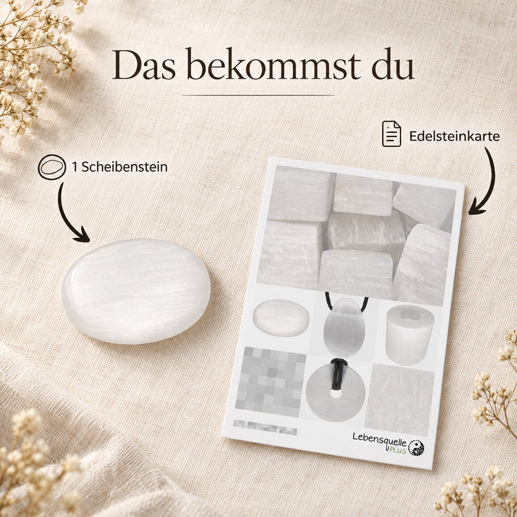 Selenit Scheibenstein – Lieferumfang