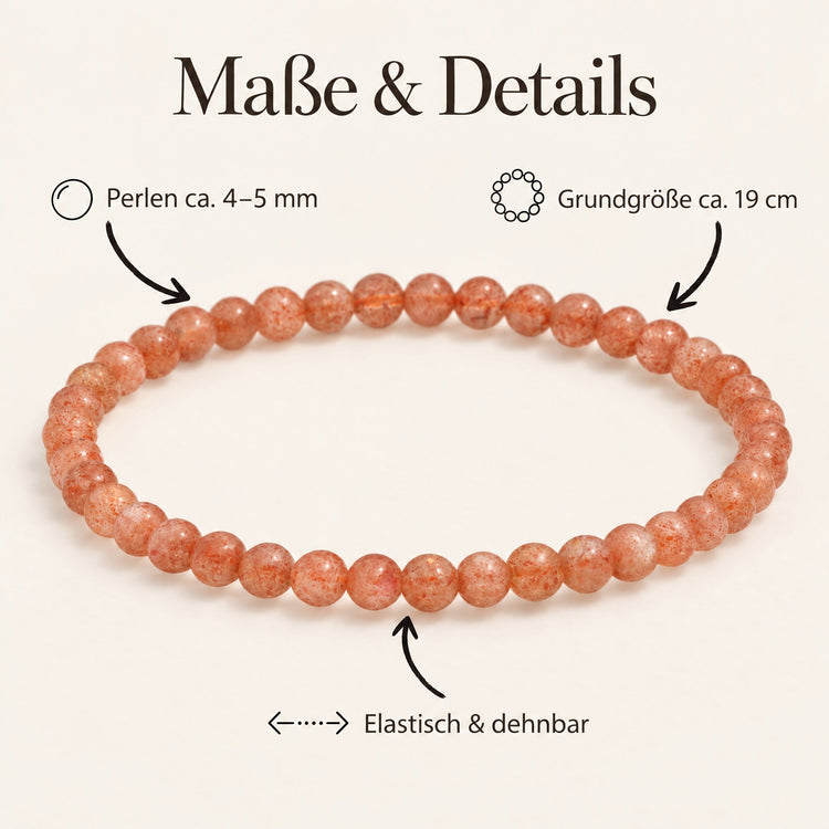 Sonnenstein Mini-Kugelarmband | 4 mm – Maße & Details