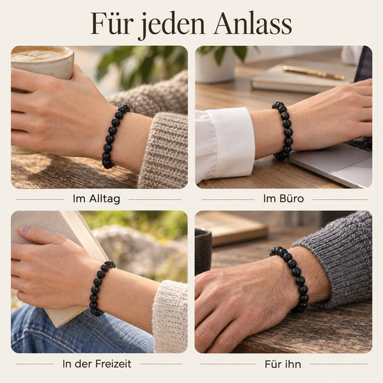 Turmalin, schwarz (Schörl) Kugelarmband | 8 mm – getragen – für jeden Anlass