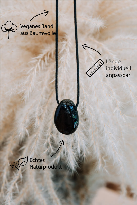 Tourmaline, black (Schorl) drop pendant