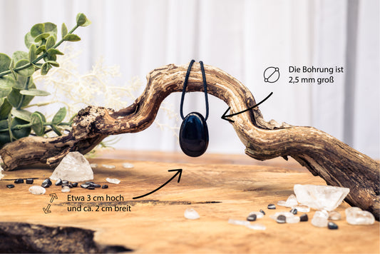 Tourmaline, black (Schorl) drop pendant