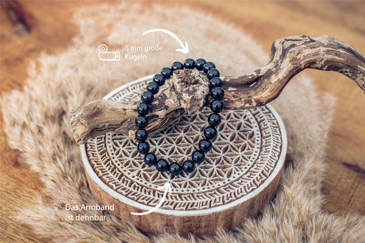 Tourmaline, black (Schörl) ball bracelet | 8mm