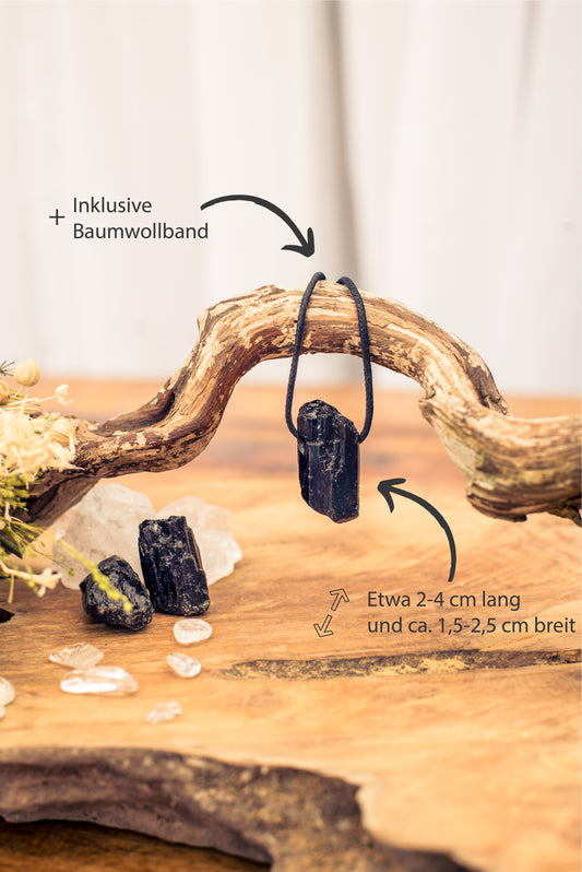 Tourmaline, black (Schörl) raw stone pendant
