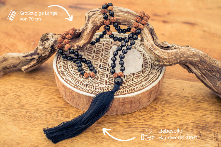 Mala made of black tourmaline (schorl) for protection